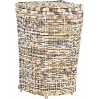 Krines Home Wäschetruhe Edle Rattan Wäschetonne Wäschekorb mit Deckel Korb Aufbewahrung, Truhe für Wäsche mit Inlett Wäschesammler bunt