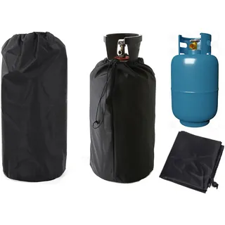 Gas-Tank-Abdeckung,31×59 cm Gas Tank Cover,210D Oxford Gewebe Gasflasche Schutzhülle,Gasflasche Grill-Abdeckung mit Zugband belüftet Wasserdich,UV-Schutz, Feuerfest,Schwarz (1)
