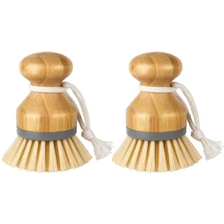 MR.SIGA Bambus-Palm-Bürste, Scheuerbürste für Geschirr, Töpfe, Pfannen und die Reinigung des Spülbeckens, 2er-Pack