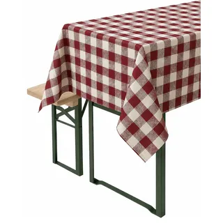 texpot Tischdecke 130 x 170 cm Rubin-weiß kariert aus Baumwolle 2 cm Karo