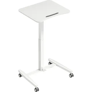 HOMCOM Laptoptisch Höhenverstellbar Pneumatisch mit Rollen, Neigbarer Tischplatte, 75-114cm Computertisch mit Sicherheitsstopper, Mobiler Stehpult Schreibtisch für Büro, Sofa, Bett, 60,5x52cm, Weiß   Aosom
