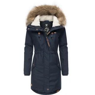 Ragwear Damen Wintermantel Tawny mit abnehmbarem Kunstfell, vegan - S