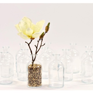 gouveo 12er Set Glasvasen Apo250 - Runde Blumenvasen aus Glas - Kleine Deko-Vasen für Zuhause, Hochzeiten, Geburtstage, Feste