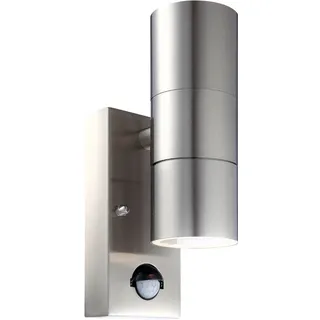 GLOBO Außenwandleuchte Edelstahl Glas IP44 mit Bewegungsmelder silber