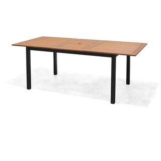 Tarrington House Outdoor-Tisch, Aluminium / Eukalyptusholz, 150 x 89.3 x 74.5 cm, ausziehbar, schwarz / braun