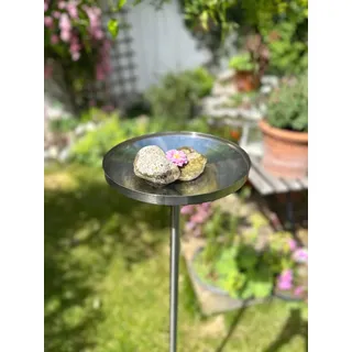 LicusDesign Vogeltränke stehend aus Edelstahl - Vogeltränke Winterfest - Vogelbad Garten stehend, Wassertränke für vögel aus Metall - Vogeltränke stehend groß, Vogelbad mit Stab