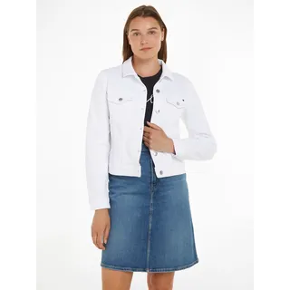 Jeansblazer TOMMY HILFIGER "DNM SLIM JACKET WHITE" Gr. 40, weiß (white) Damen Blazer mit Markenlabel