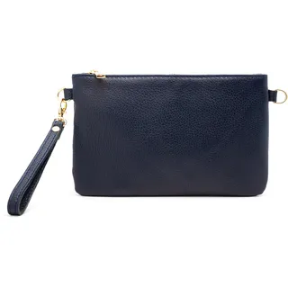 Mauro Pelletteria Damen-Clutch aus echtem Leder – Handtasche & Umhängetasche – 100% Made in Italy – Abnehmbarer Schultergurt & Handg (Blau) - 23 cm x 15 cm