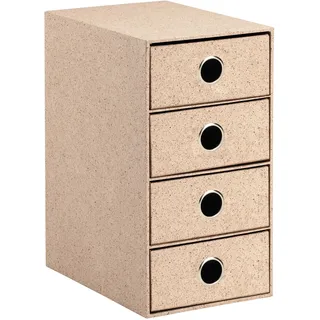 Rössler SOHO 4er Schubladenbox aus Papier | Büro Organizer Schreibtisch | Schubladen Organizer Büro Zubehör & Bürobedarf | Schreibtisch Organizer Box | 18 x 25 x 32 cm | 1 Stück | Farbe: Braun | Cacao