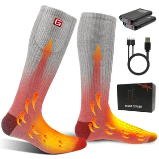Svpro Wiederaufladbare Elektrische Beheizte Socken Batteriebetriebene Bequeme Thermosocken, Kälteschutz Thermische Socken Sport Outdoor Camping Wandern Warme Winter Socken Für Männer Frauen (Grau-19)