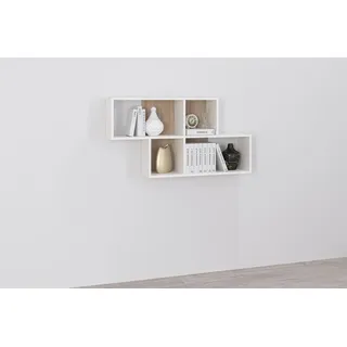 FMD Wandregal Nora, Regal kompakt für Bücher und Accessoires, 100 cm breit, 53 cm hoch beige