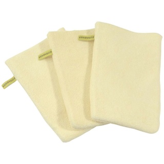 KiNDERWELT Waschhandschuh 3 x Baby Kinder Waschhandschuh gelb, Baumwolle (3-St), anschmiegsam, flauschig gelb
