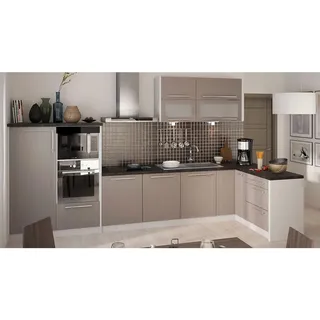 Feldmann-Wohnen Winkelküche L-Form 350 x 150 cm Grau / Beige Matt 