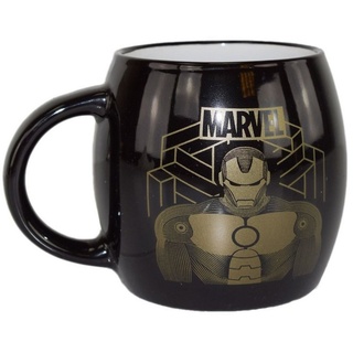 Stor Tasse Marvel Avengers doppelseitiges Motiv Tasse mit Bauch in Schwarz 380 ml, Keramik, authentisches Design schwarz