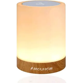 LED Nachttischlampe, Amouhom Dimmbar Atmosphäre Tischlampe für Schlaf + Wohnzimm