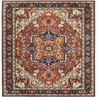 VARIKASHOM Teppich Quadratisch,Traditionelle Blumenmuster, Rot, Braun, Gelb, Blau, Mehrfarbig, 90 x 90 cm,küchenteppich Kurzflor Teppich Waschbar für Schlafzimmer, Wohnzimmer