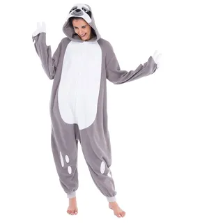 Spooktacular Creations Unisex Erwachsene Faultier Kostüm Schlafanzug Jumpsuit, Plüsch Jumpsuit Pyjama für Damen Herren (Small)