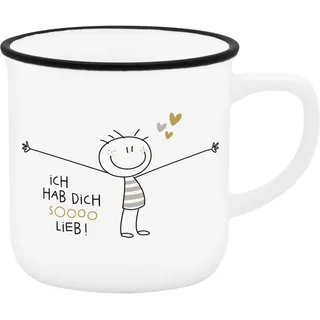 Sheepworld Espressobecher Motiv Hab dich so lieb | Mini-Tasse aus Porzellan, 10 cl, Tässchen mit Geschenk-Banderole | Geschenk Freunde, Geburtstag | 74754