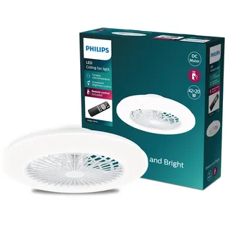 Philips Amigo Deckenventilator mit Beleuchtung 49 cm 20+40 W Weiß glänzend