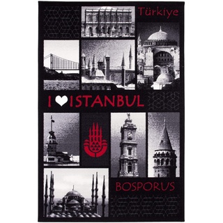andiamo Teppich Istanbul 120x170 cm - hochwertiger Teppich mit motiven der türkischen Stadt Istanbul