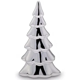 Deko-Tannenbaum 15 cm - kleiner silberner Porzellan Dekobaum - Weihnachtsdeko