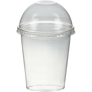 VEPATIM 150x Smoothiesbecher Dessertbecher + Domdeckel 300 ml O95mm PET glasklar