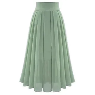 Rock Damen Sommer Faltenrock Damen Lang Plisseerock Elegant Elastisch Chiffon Rock Midi Sommerrock High Waist Strandrock