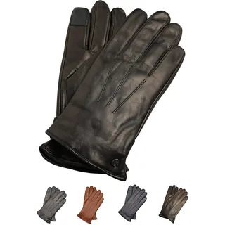 AKAROA ESTD 2019 Lederhandschuhe Herren MAX, Touchscreen Funktion, italienisches Leder, recyceltes Strickfutter aus 50% Kaschmir und 50% Wolle, 5 Größen S - XXL, schwarz, XXL-10,5 - XXL - 10,5