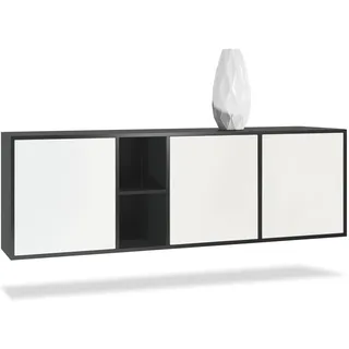 Vladon Cuba 182 x 53 x 35 cm Weiß matt / Schwarz matt