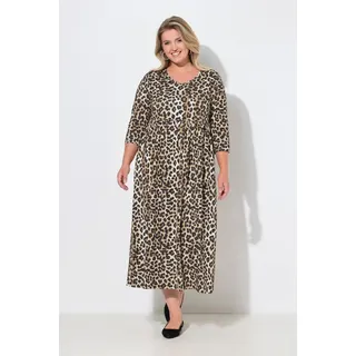 Ulla Popken Maxikleid Leomuster Schwarz 62/64