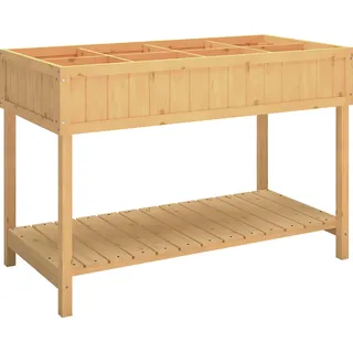 Outsunny Pflanztisch Hochbeet Pflanztisch Blumenkasten Anzuchttisch 8 Fächer mit Abfluss Ablage Tanne Massivholz Naturholz 110 x 46 x 76 cm   Aosom