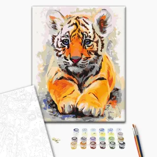 murando - Malen nach Zahlen Tiger 40x50 cm Malset mit Holzrahmen auf Leinwand für Erwachsene Kinder Gemälde Handgemalt Kit DIY Geschenk Dekoration n-A-0305-d-a