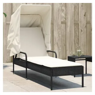 vidaXL Sonnenliege mit Dach 200 x 58 x 130 cm Schwarz