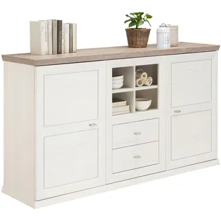 hom'in Sideboard 160 x 89 x 43 cm Grau / Weiß