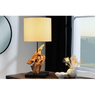 Sitheim® Nachttischlampe HYPNOTIC Treibholz Tischlampe 60cm natur Leinen Schirm Maritim, LED wechselbar beige|schwarz