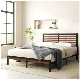 ZINUS Bettgestell Kai mit Bambus und Metall Kopfteil (Packung, Holzbett, Schwarz, 180x200 cm), Nachhaltig, inklusive Lattenrost, mit oder ohne Matratze schwarz 180 cm x 200 cm