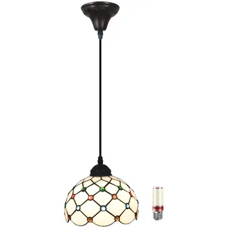 Tiffany Style Pendant Light 8 zoll Vintage Hängeleuchte Glas Lampenschirme Hängelampen Küche Schlafzimme Wohnzimmer Flur Deckenleuchte