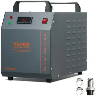 Vevor Industrieller Wasserkühler, CW-3000, 80 W luftgekühltes industrielles Wasserkühler-Kühlsystem mit 12 L Wassertankkapazität, 12 L/min max. D
