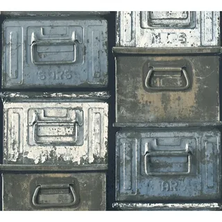 Bricoflor Industrial Tapete in Metalloptik Vintage Vliestapete in Blau und Grau Selbstklebendes Tapeten Panel Ideal für Büro und Küche