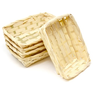 Lashuma Dekokorb (Set, 5 Stück), eckige Flechtkörbe, Bambuskörbchen 15x11 cm beige