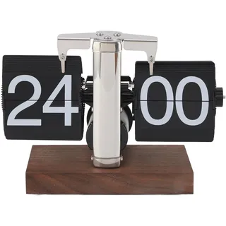 Retro-Flip-Schreibtisch-Regaluhr, Edelstahl, Vintage-Retro-Digital-Tischuhr, Holzsockel, Flip-Down-Uhr, Retro-Digital-Flip-Tischuhr, Auto-Flip-Schreibtisch-Tischuhr, Mechanische Flip-Uhr Für Zuhause