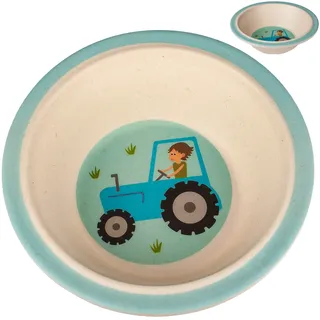 alles-meine.de GmbH Geschirr Artikelwahl Suppenteller/Müslischale - Traktor & Auto - Ø 16 cm - Kindergeschirr - Frühstücksset für Kinder - Suppenschüssel Plastik Melamin - ..