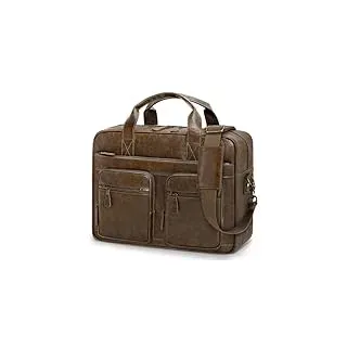 RAINSMORE Arbeitstasche Herren Vintage Aktentasche laptoptasche 15.6 zoll Wasserdicht Umhängetasche ledertasche für Arbeit Geschäft Schule Reisen Braun