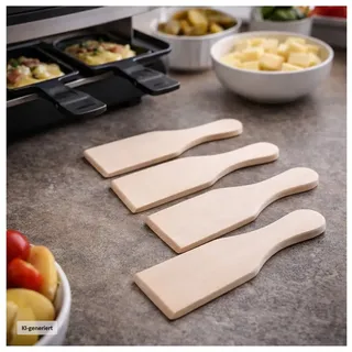 Neuetischkultur Pfannenwender Raclette Pfannenwender Holz 4er Set kleine Holzspatel beige