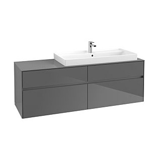 Waschbeckenunterschrank 160 x 55 cm Glossy Grey