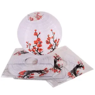 lachineuse - Set mit 4 Lampions mit chinesischen Kugeln – Design Pflaumenblüten – Ø 30 cm – Innen und Garten – Mehrfarbig – Papier – Atmosphäre Zen China – Geschenkidee Japan Asien