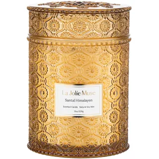 LA JOLIE MUSE Sandelholz-Himalaya, große natürliche Soja-Kerze, 90 Stunden Brenndauer, Holzdocht-Kerze, Aromatherapie Kerze Geschenke, Luxus-Kerzen für Zuhause