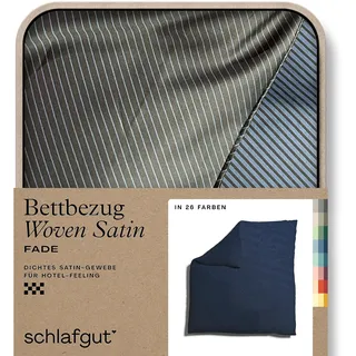 schlafgut Woven Fade Satin Bettwäsche 240x220cm gestreift Bettdecke Bezug einzeln, Blue Fade in Hotelqualität mit 100% Baumwolle