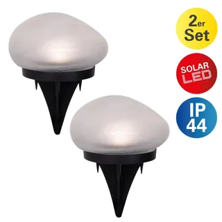 NÄVE Solarleuchte 2er Set Glas Kunststoff 14x12x8,5 cm 2-teilig transparent