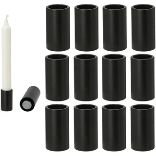 Novaliv 12x Stabkerzenhalter magnetisch SCHWARZ 2,8x7,5cm Weihnachten Dekotablett Kerzenständer Magnet Kerzenhalter Tafelkerzen Stabkerzen Tischdekoration Adventskranz Candle Holder Wohnzimmerdeko